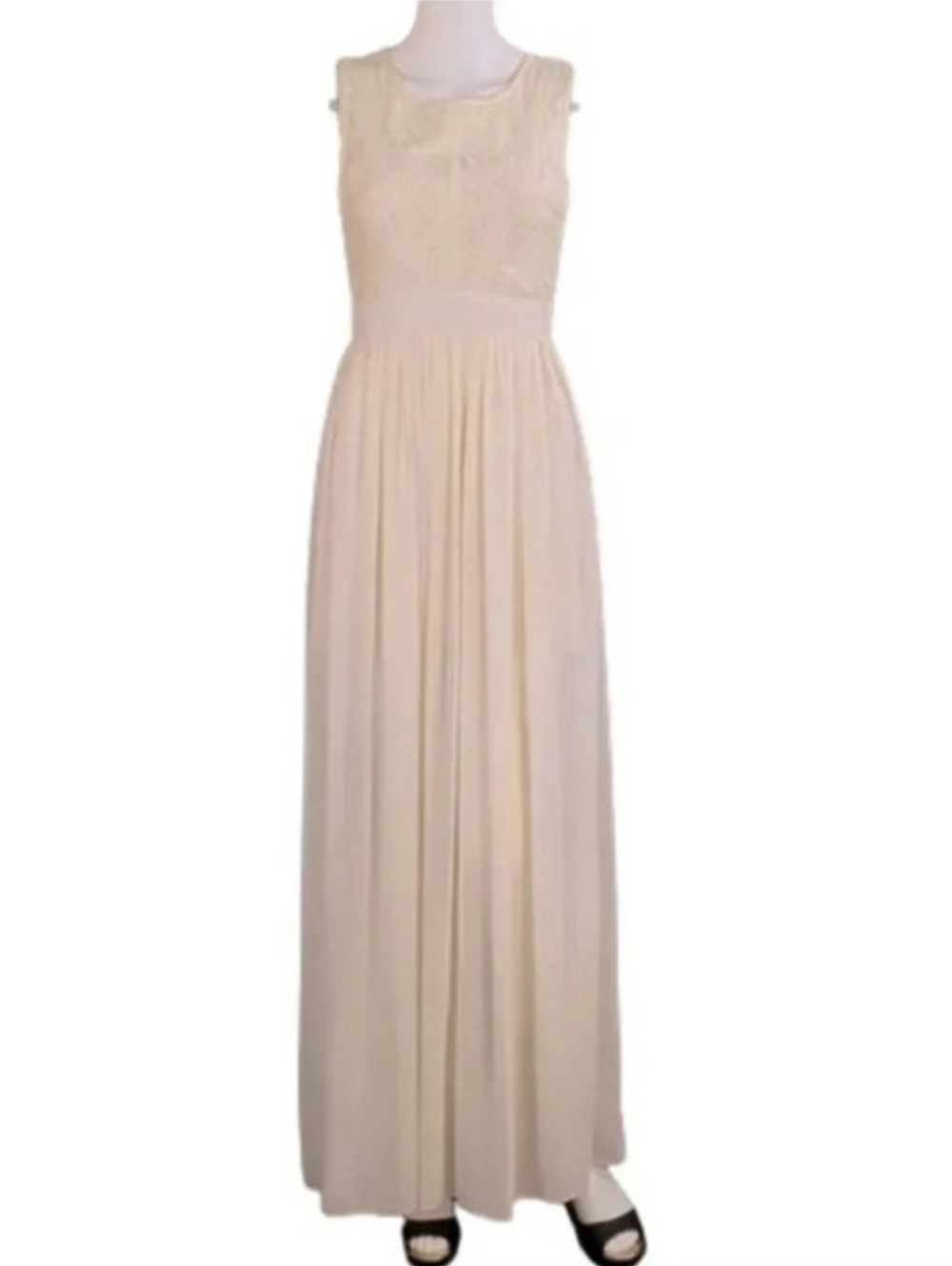 Pitaya Ivory Off-White Maxi Dress With Beaded Lace